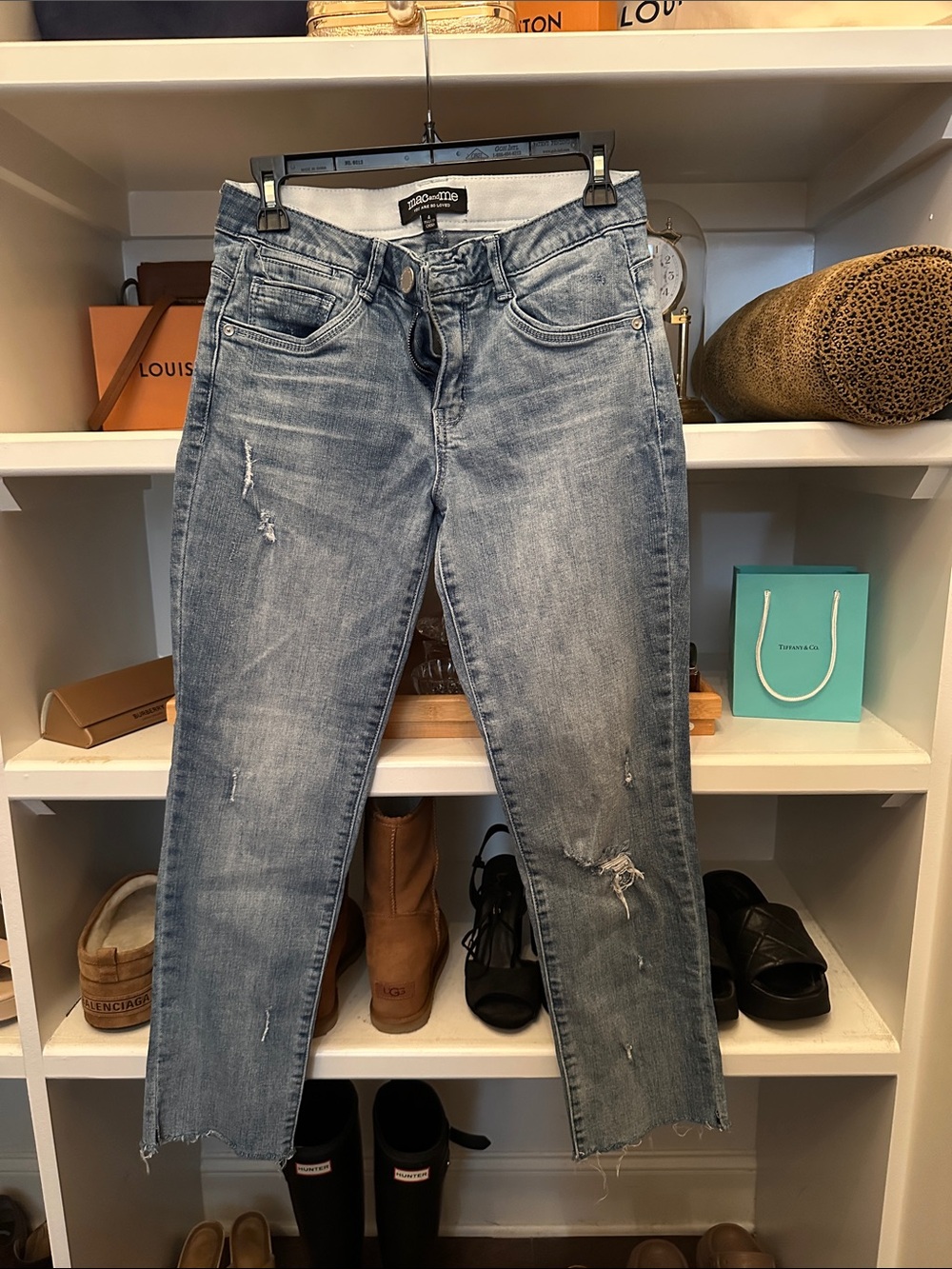 Mac and Me Blue Distressed Ankle Jeans